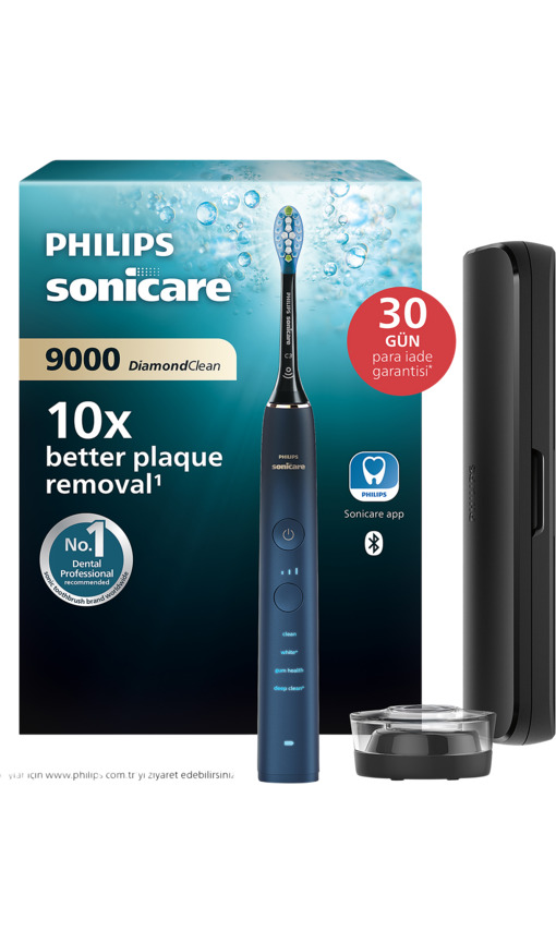 PHILIPS Sonicare Diamond Clean 9000 Şarjlı Diş Fırçası, Seyahat Kabı, Sonicare App - Siyah HX9911/88
